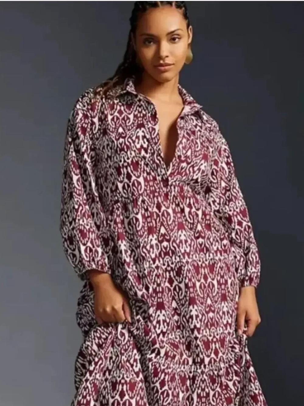 Anthropologie Maeve Bettina Tiered Shirtdress Oversized